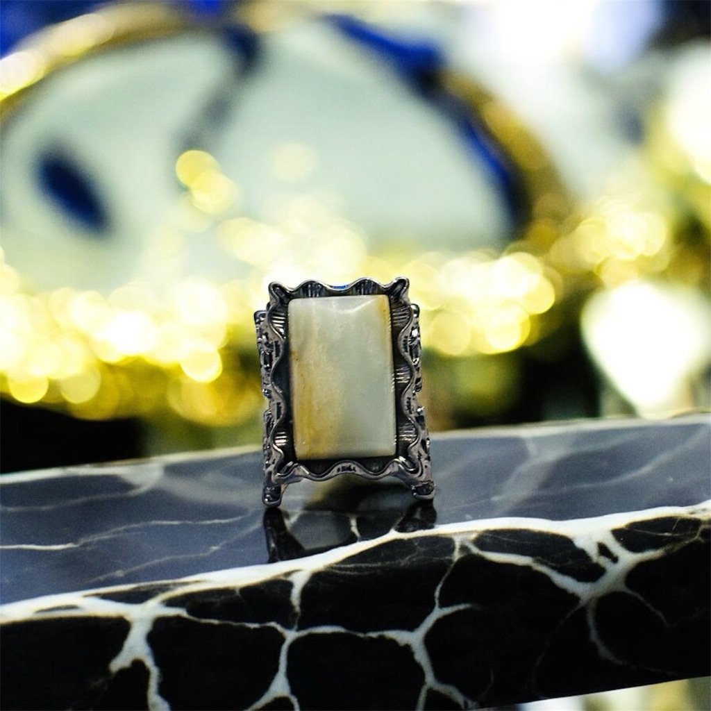 Sassy Jones Yellow-Ish And Cream Statement Ring